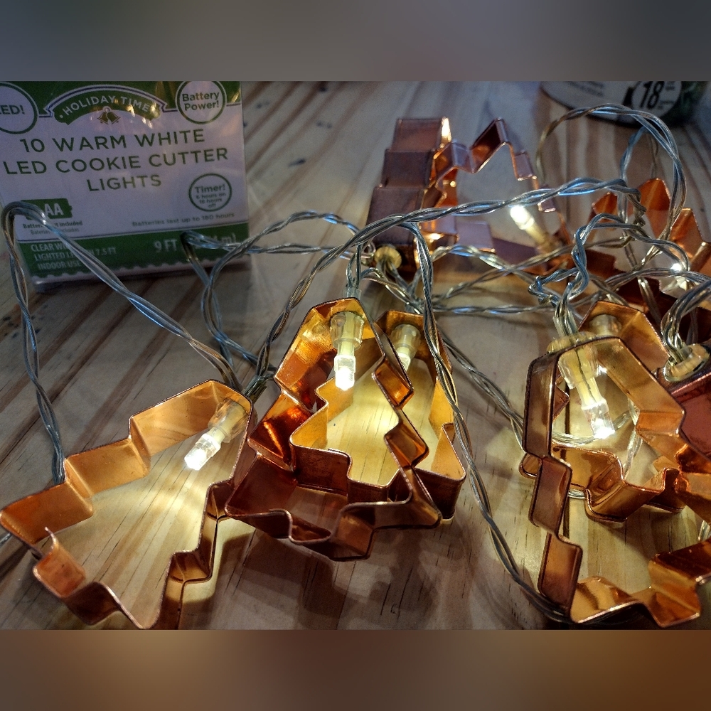 Holiday Time Copper Cookie Cutter Tree LED String Lights